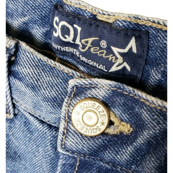 SQZ Jeans Kids Girls Size 8 Embroidered Heart Pockets Blue VTG Cotton Flare - Picture 5 of 5